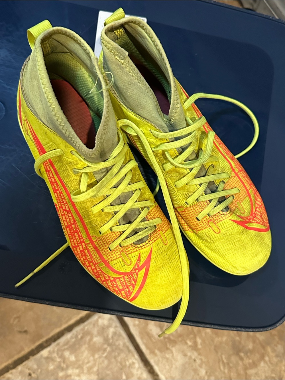 Nike Kids Bright Yellow Sneakers with Orange Swoosh